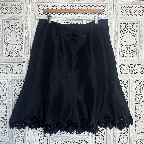 Expo New York Black Fairy Grunge Whimsy Goth Velvet Floral Skirt Sz 12 - Picture 1 of 7